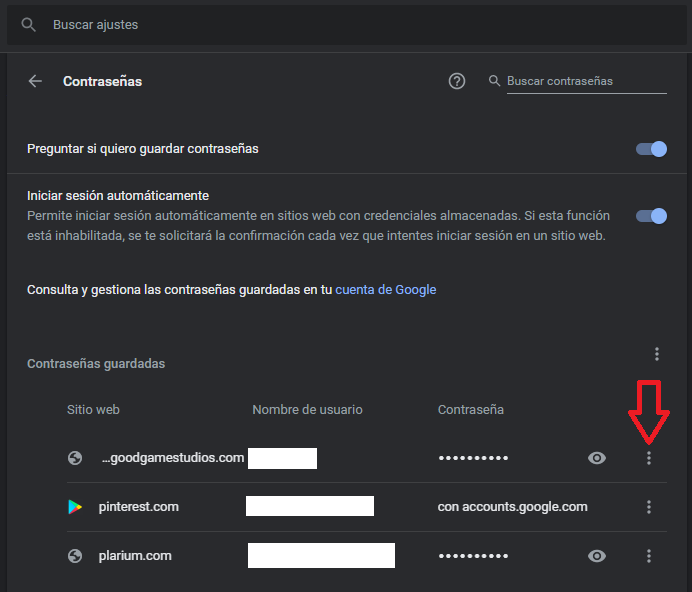 contraseñas guardadas googles chrome 3